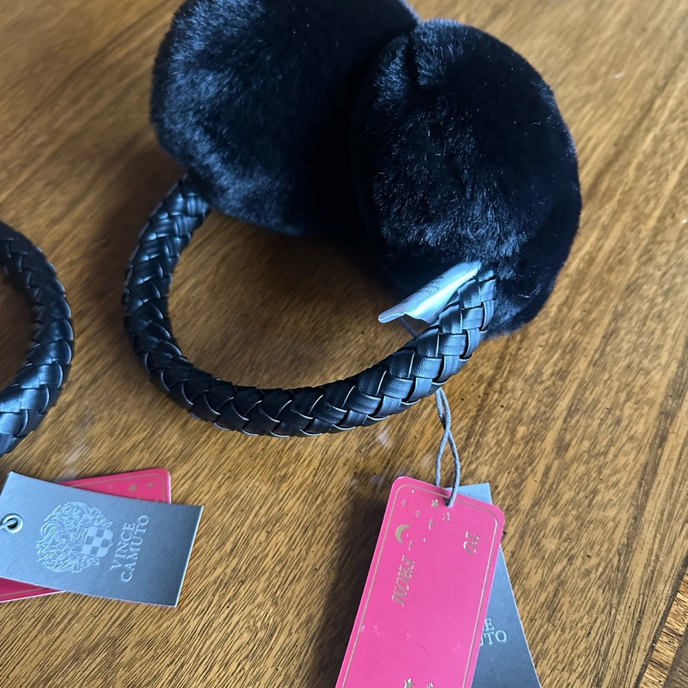 Vince Camuto Black Faux Fur Earmuffs (2) NWT - Picture 6 of 7
